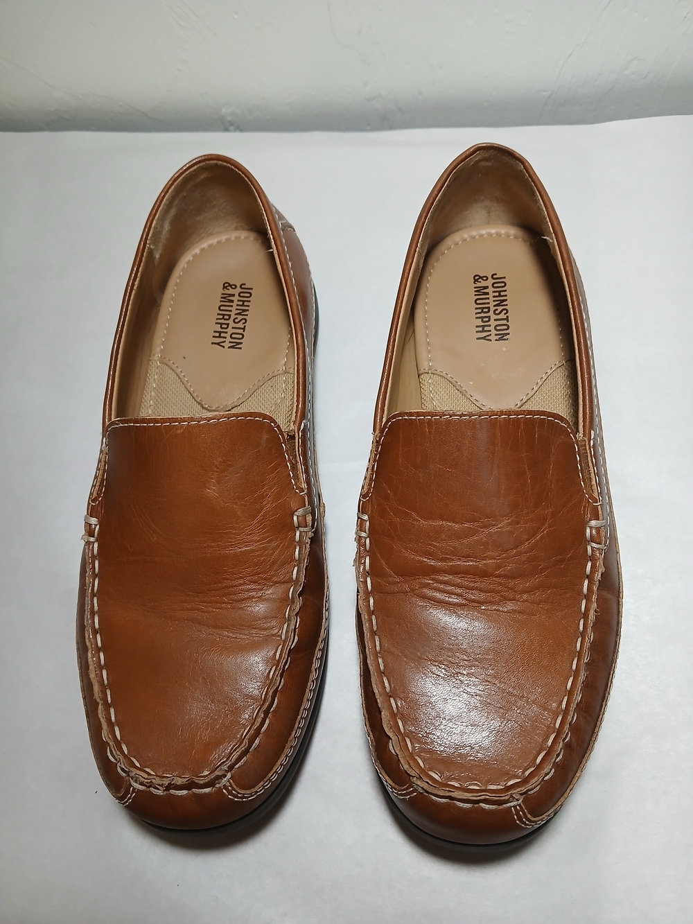 Johnston & Murphy Boy's Brown Genuine Leather Upper Slip-on Loafers Sz. 5M